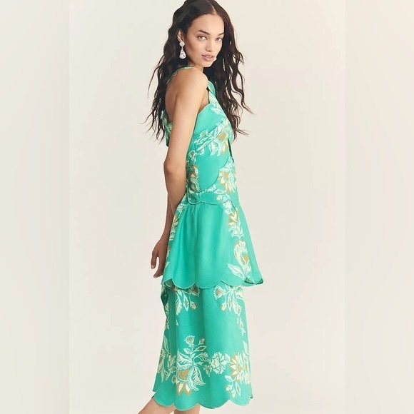 FARM Rio Aqua Floral Cutout Midi Dress - Picture 4 of 4